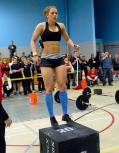 Female athlete preforming Box Jumps