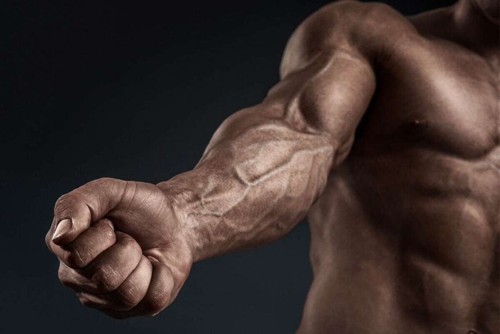 massive forearms due to heavy grip training