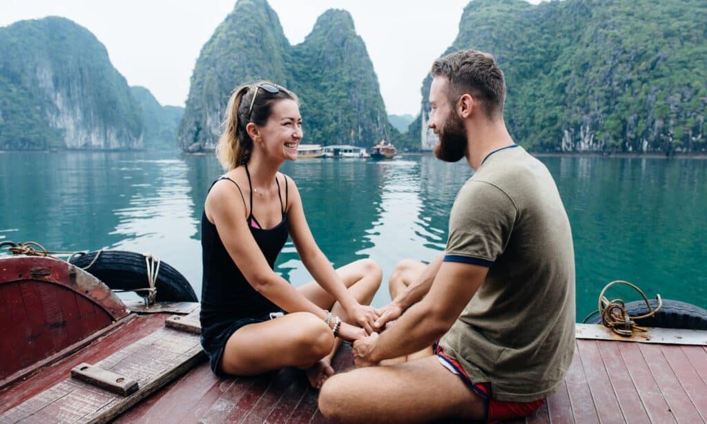 fit couple traveling