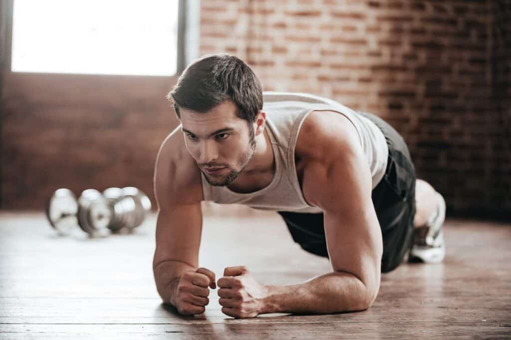 low-impact exercise man planking