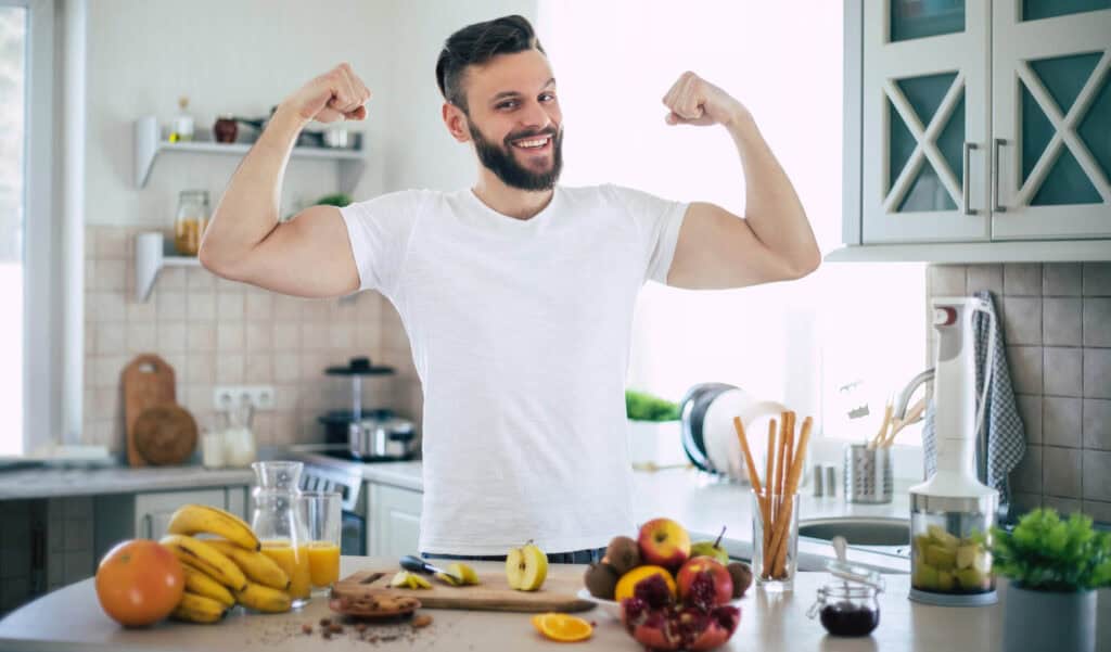 fit man with good oral health